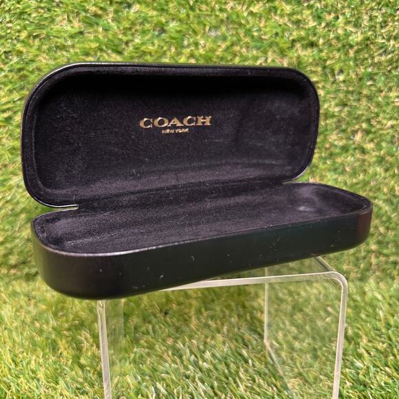 Coach Sunglasses Eyeglasses Black Leather Hard Clamshell Case, Velvet Interior - Picture 5 of 6